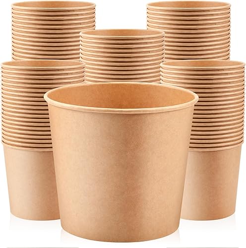 Vista 14 de Hoolerry 100 cubos de papel de 85 onzas de cartón para alimentos, almacenamiento de alimentos desechables a granel para fiestas, bodas, baby shower