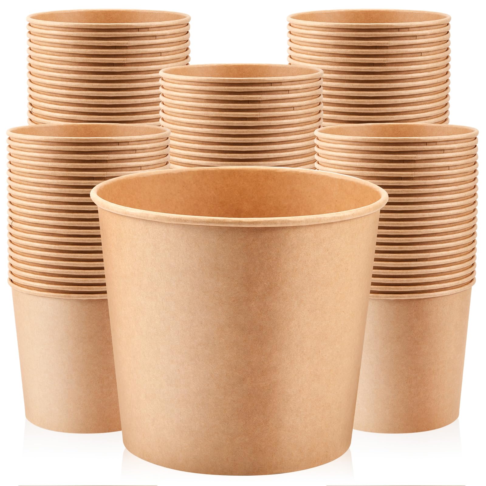 Hoolerry 100 Pcs 85 oz Paper Food Bucket, Kraft Paper, Kraft Color