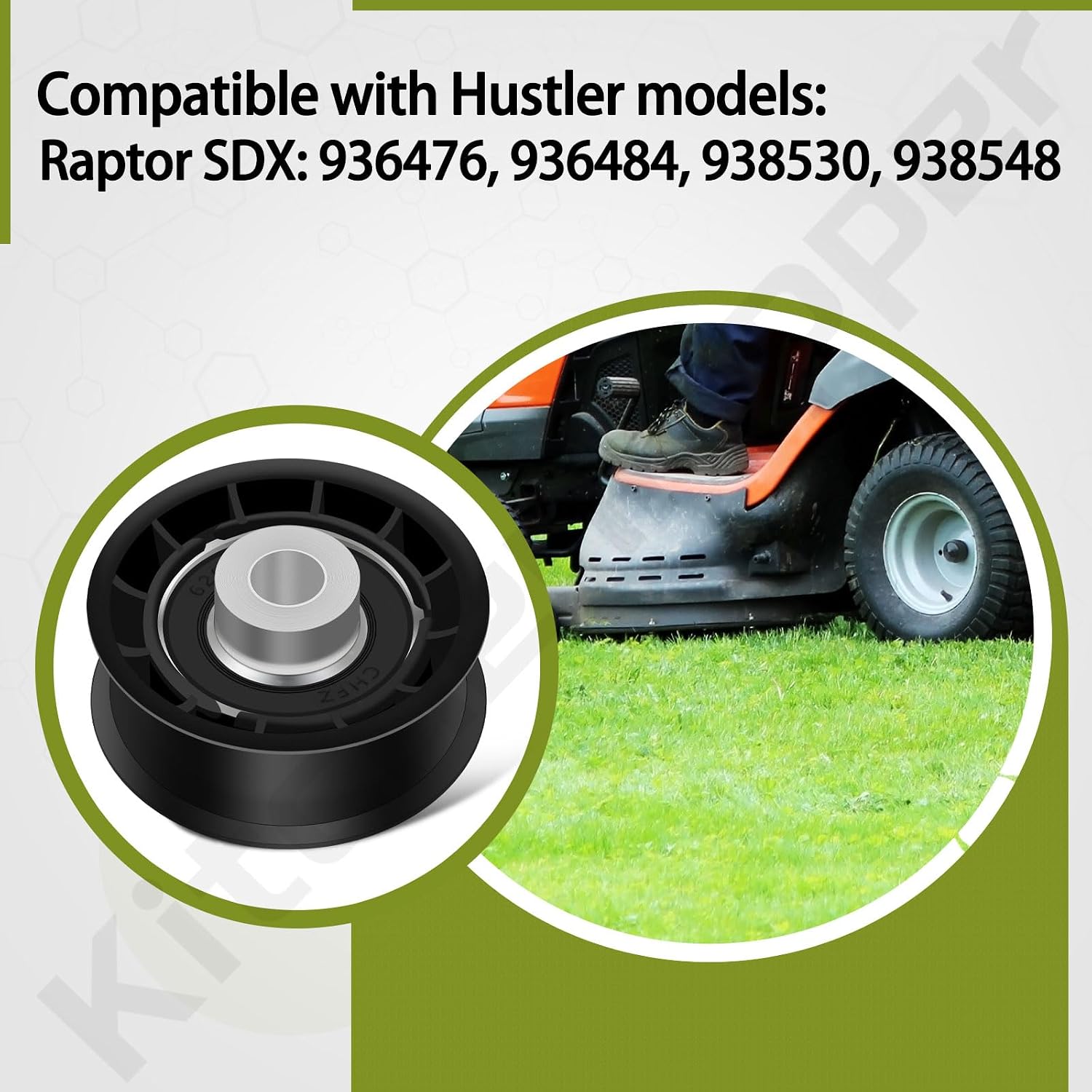 604491 Flat Idler Pulley 3/8" x 2" for Hustler Raptor Big Dog ALPHA604491