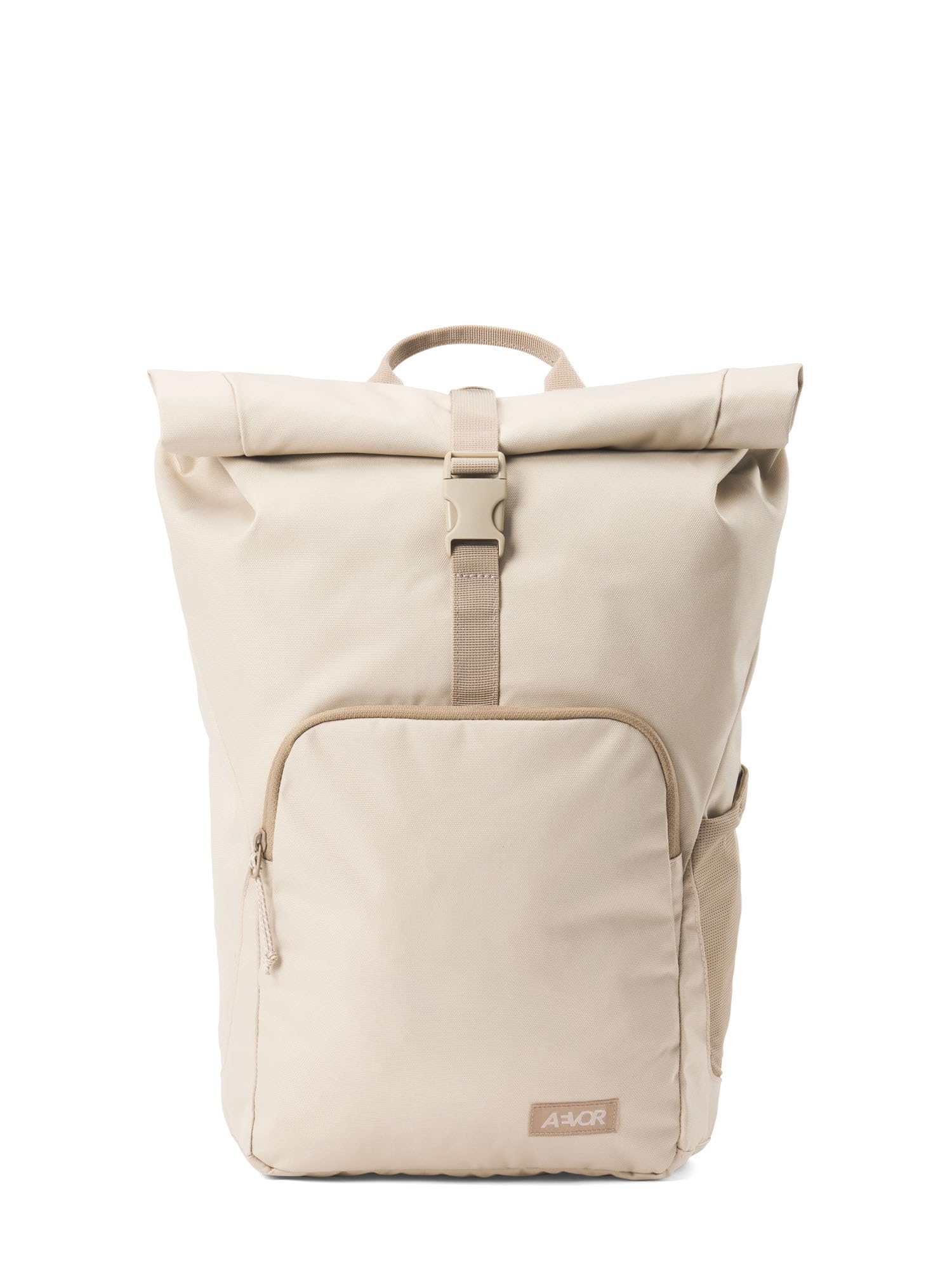 AEVOR Rolltop Small, Kleiner Rucksack für Damen und Herren, 22-25L Volumen, 14" Laptopfach, Frontfach, ergonomisch gepolstert, leicht, Alltag, Beruf, Schule, Tagesrucksack, Beige