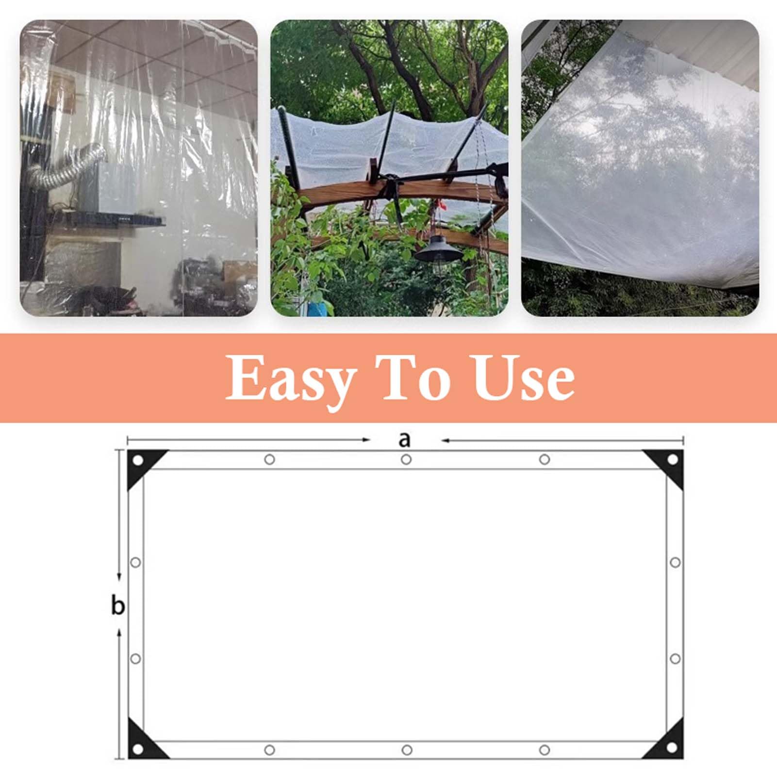 SRHIMEOS Lona con Ojales Exterior 2x6m, Lona De Protección Transparente Impermeable, Lonas para Piscinas con Ojales, Resistente a Los Rayos UV, Cubierta Multiusos
