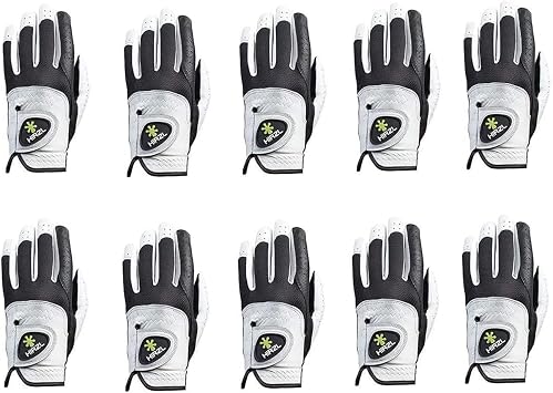 HIRZL Trust Control 2.0 Golf Gloves, All Weather Mens Golf Glove, White/Black, Kangaroo Leather Palm, Cabretta Leather Backhand, Trusted by Pros, Sweat Free, Ultimate Grip