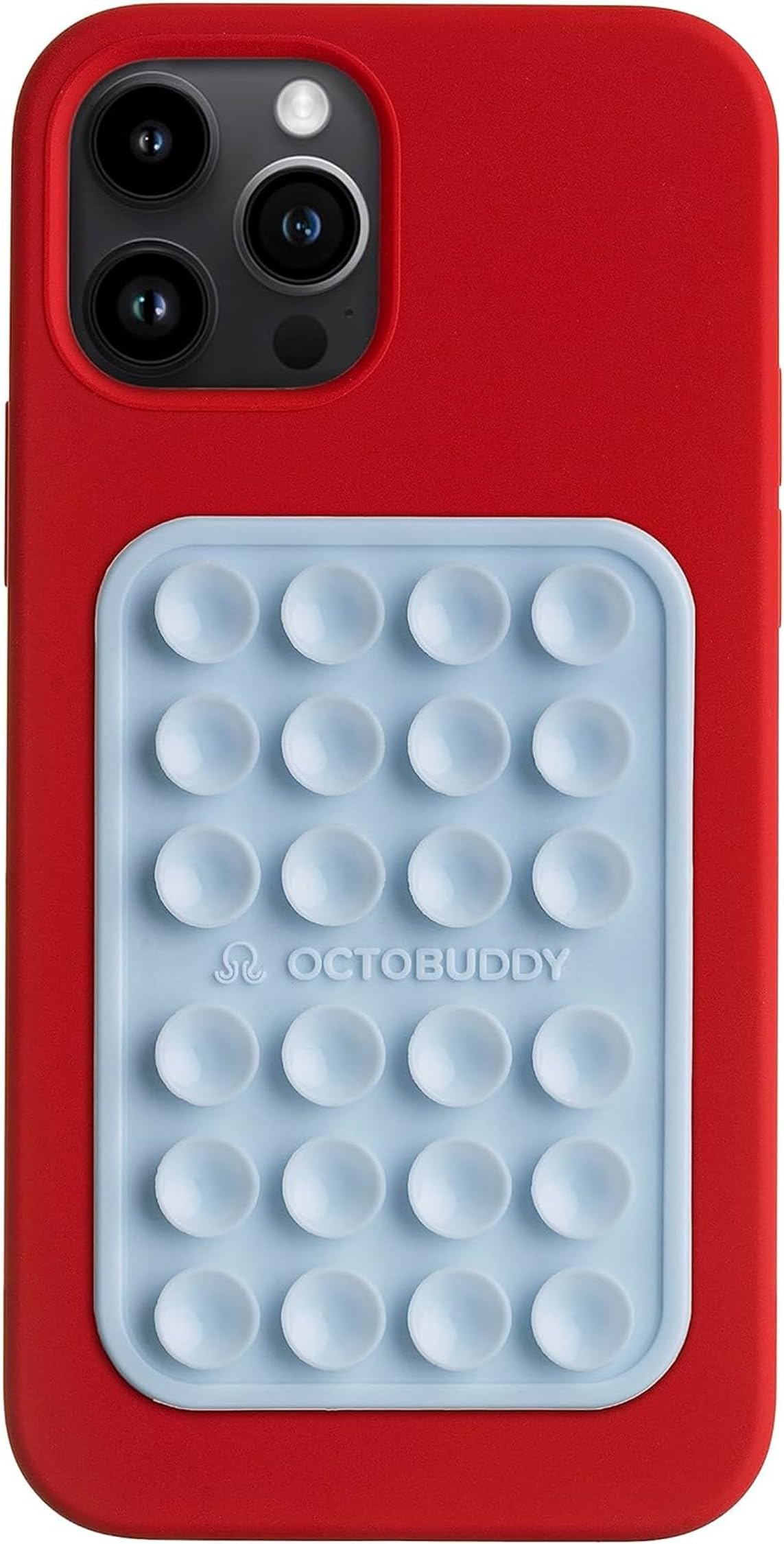 OCTOBUDDY Classic - Silicone Suction Phone Case Adhesive Mount, Baby Blue | Hands-Free, Strong Grip Holder for Selfies & Videos - iPhone & Android Compatible - 2.25″ x 3.25″