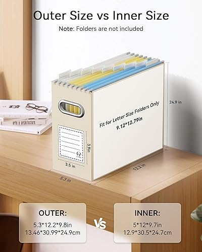 Vista 87 de Oterri - Organizador de archivos, caja de almacenamiento pequeña, organizador de cartón, caja plegable para colgar carpetas, tamaño carta