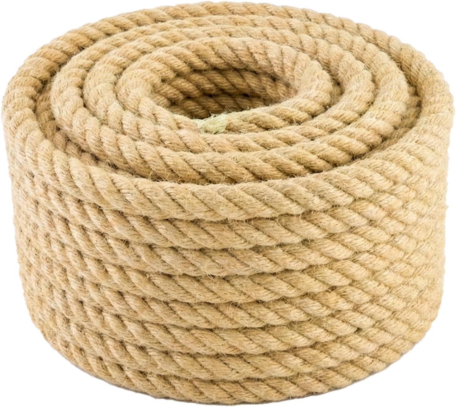 Jute Rope 3/4" x 100FT, 4 Ply 580LB Breaking Strength Heavy Duty Natural Jute Twine, 19mm Thick Craft Cord for Plant Climbing, Garden Trellis, Cat Tree, Christmas Decor & Crafts