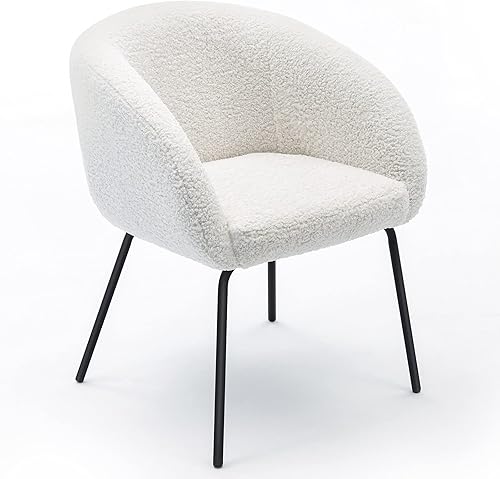 Zesthouse Silla moderna de sherpa tapizada, bonita silla de tocador de maquillaje, silla de escritorio sin ruedas, sillón decorativo cómodo para