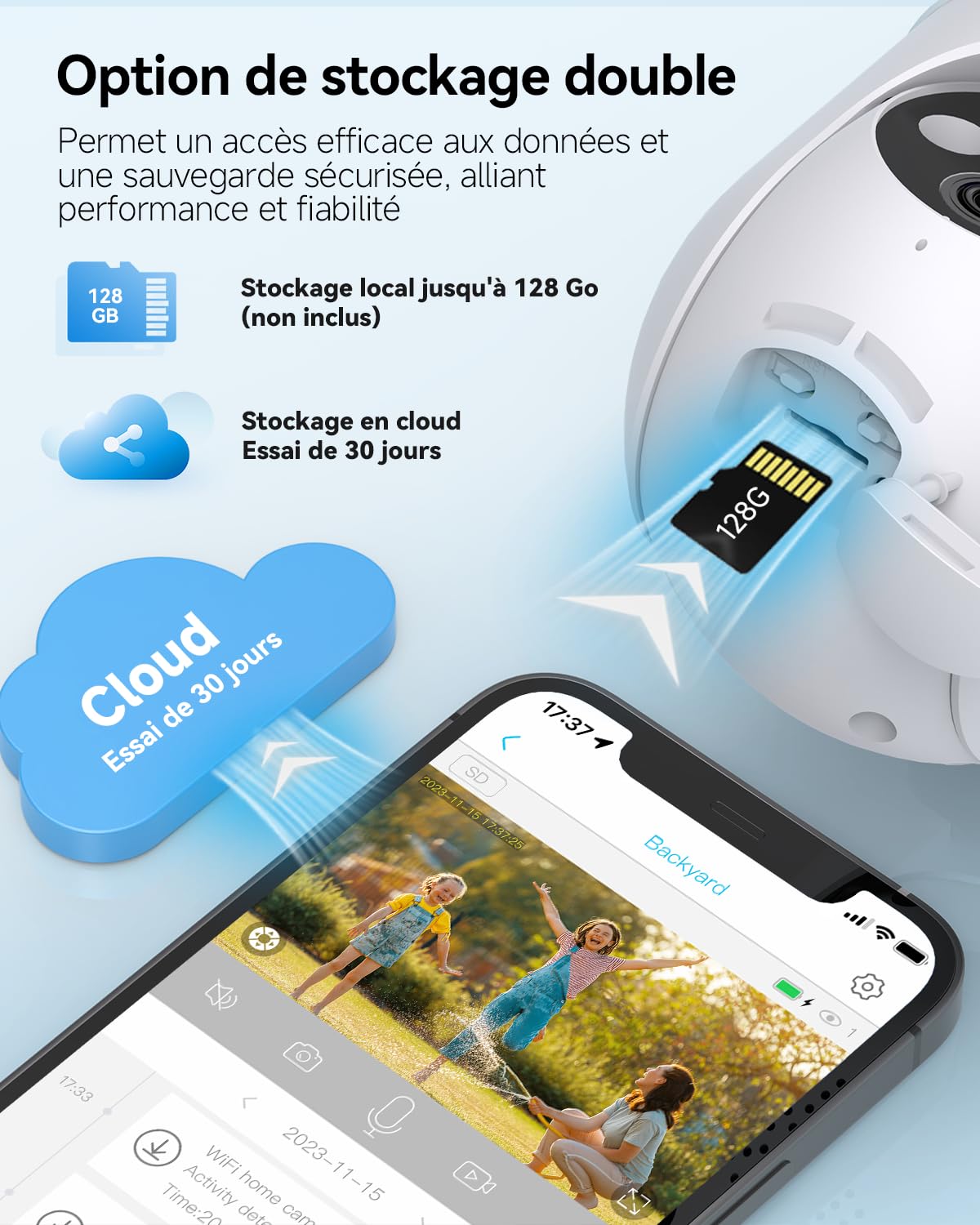 SEHMUA 2K Caméra Surveillance WiFi Exterieure sans Fil, 360° PTZ Caméra Extérieur sans Fil Batterie sur Panneau Solaire, 2,4 GHz, Vision Nocturne Couleur, Détection PIR, Audio Bidirectionnel, 2 Pièces