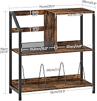 Vista 5 de Soporte grande para tocadiscos, soporte para discos de vinilo, estante de exhibición de vinilo, soporte rústico para tocadiscos, para libros, marrón