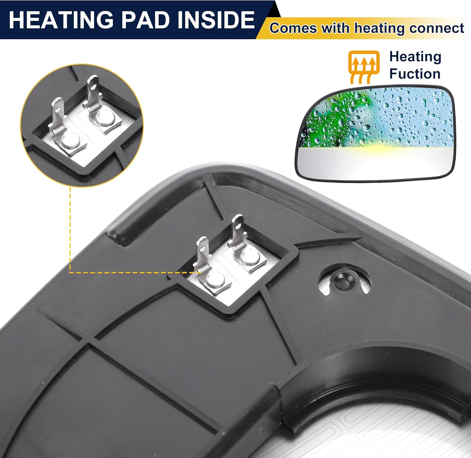 Car Rearview Left Driver Side Mirror Glass Replacement W/Backing Plate Heated White Glass for Hyundai Santa Fe 2007-2012 Car Replace Front