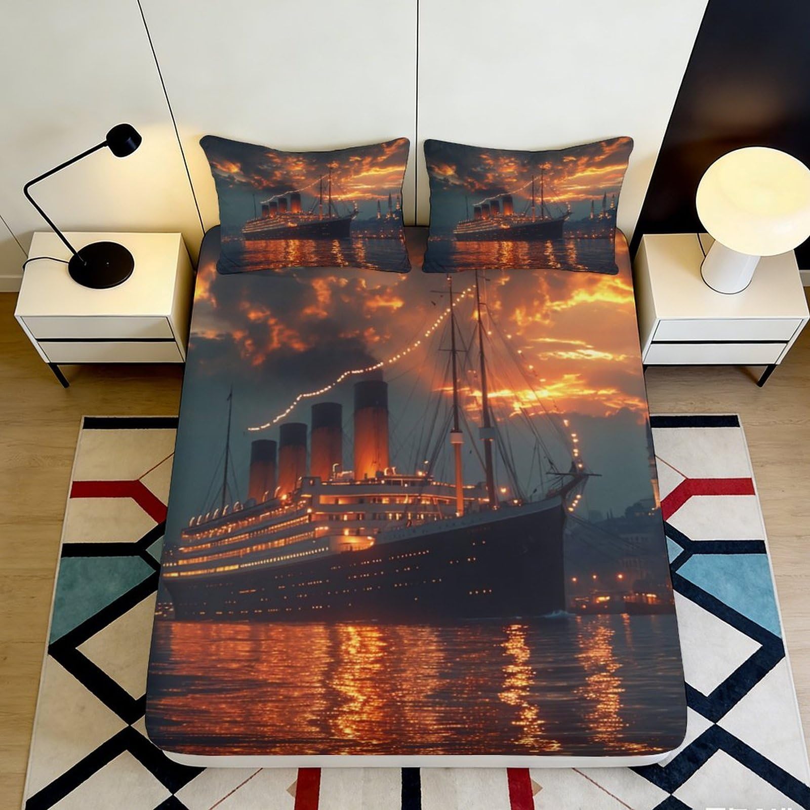 3D Printed Deer Pattern Fitted Sheet Microfiber Deep Pocket Non-Slip Bedroom Bedding Stag Mattress Fitted Cover Washable for Adults 90x200x25cm