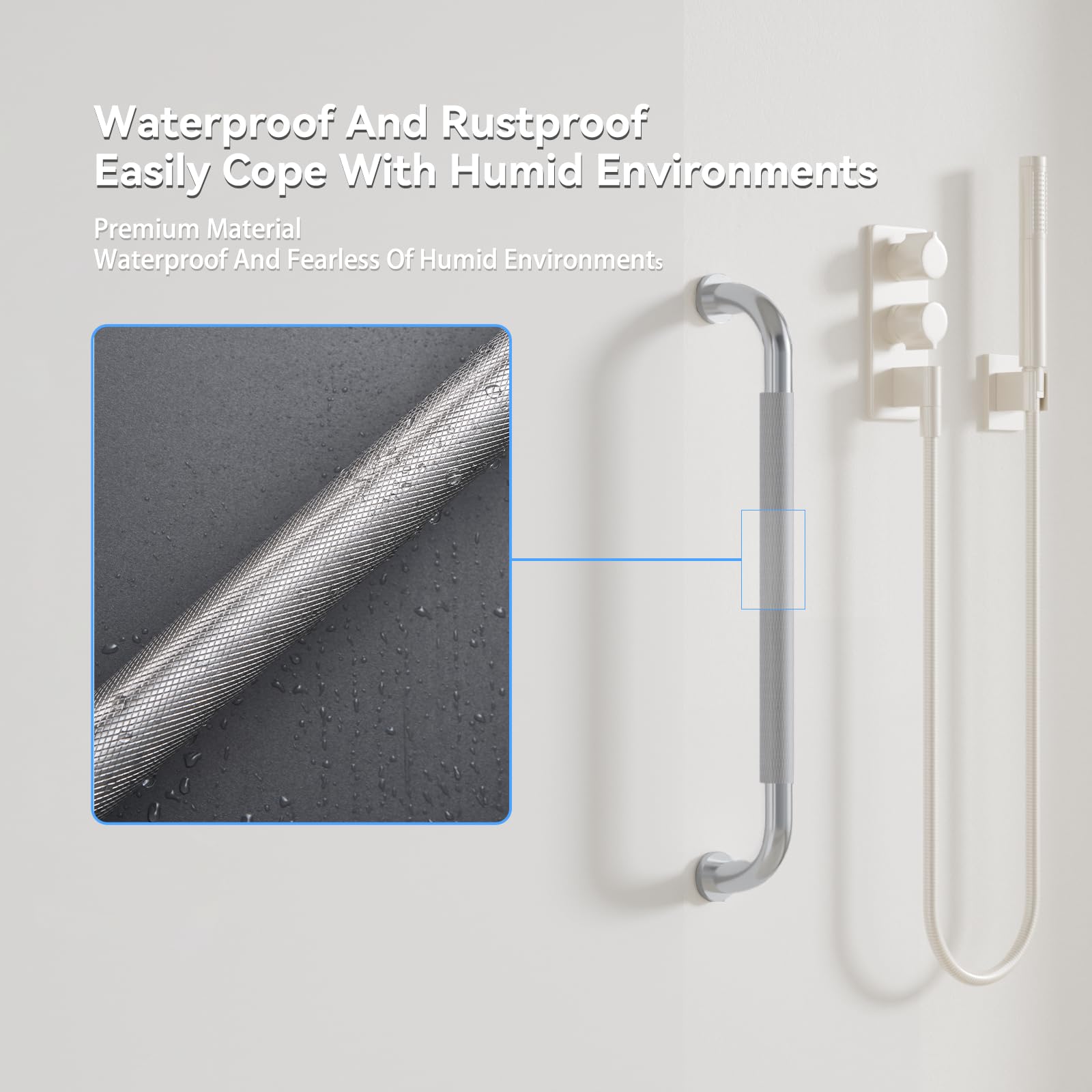 Barra de agarre de ducha de 24 pulgadas, mango de barra de agarre de baño con agarre moleteado antideslizante, barra de equilibrio de baño de acero inoxidable, soporte de barra de seguridad de baño