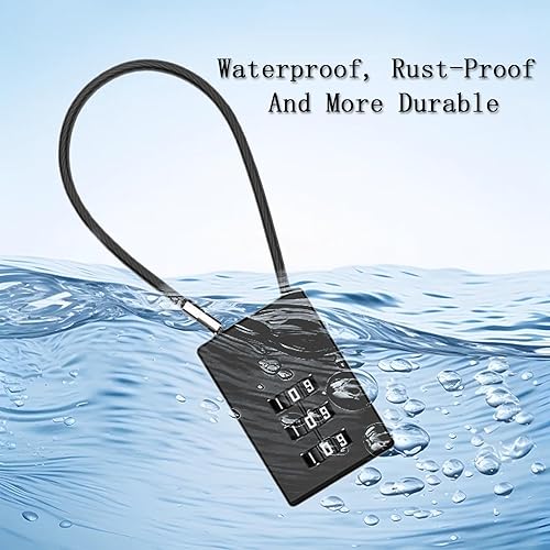 Miniatura 6 de 2 cerraduras de combinación de 3 dígitos con cable de acero, cerraduras de cable de aleación de zinc, candado de cable de alambre para equipaje,