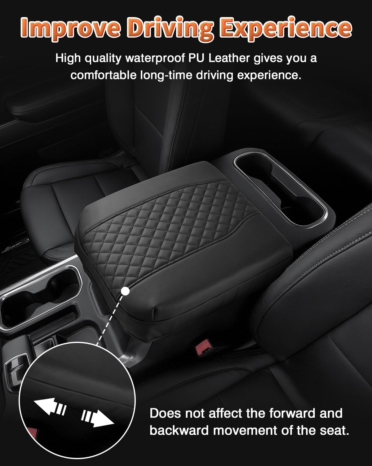 Shademax Center Console Cover for Chevy Silverado/GMC Sierra 1500 2019-2025 2026,Tahoe & Suburban & Yukon 2021-2025 Bucket Seat, Armrest Cover for Silverado Accessories Leather Cushion Pad Protector