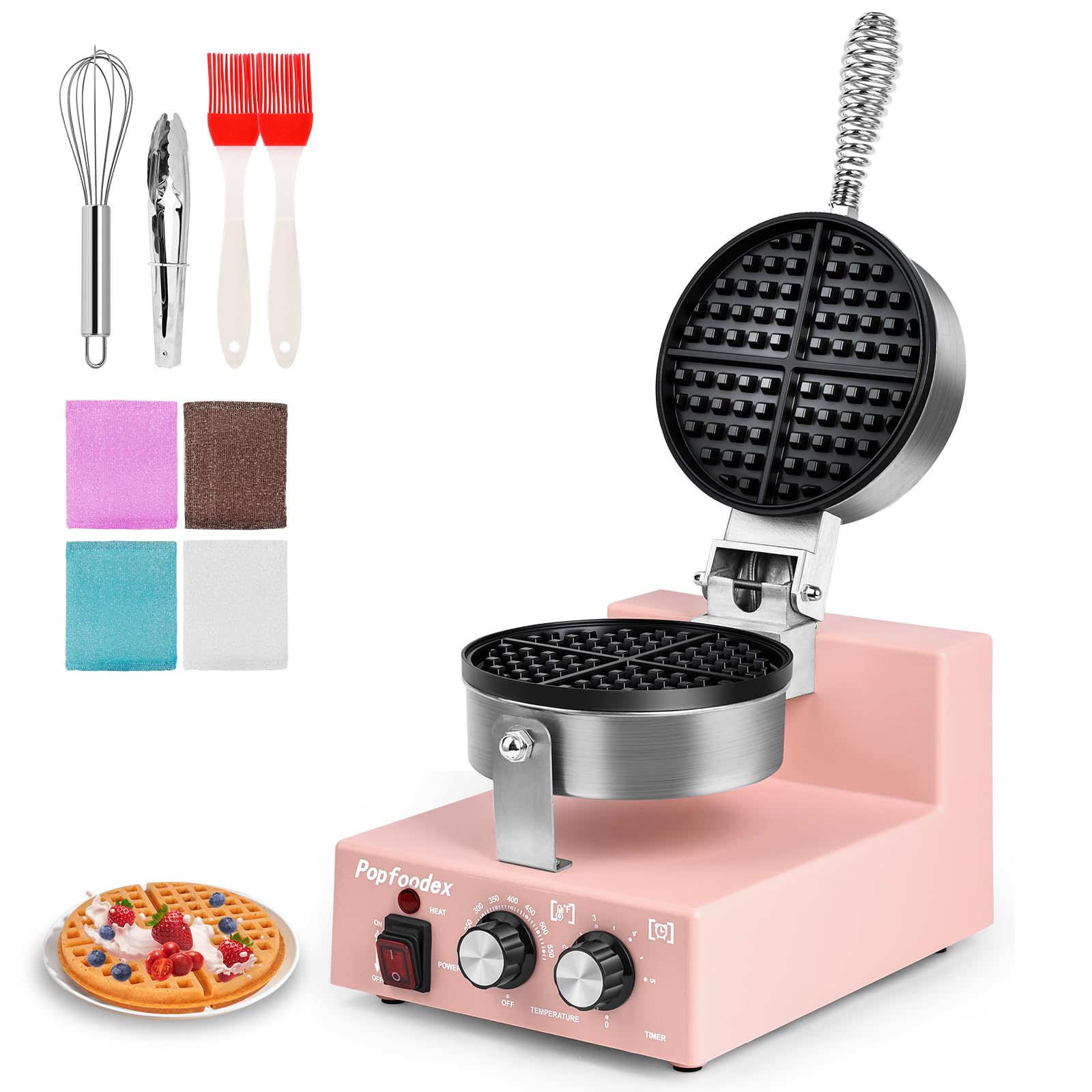 POPFOODEX Commercial Waffle Maker