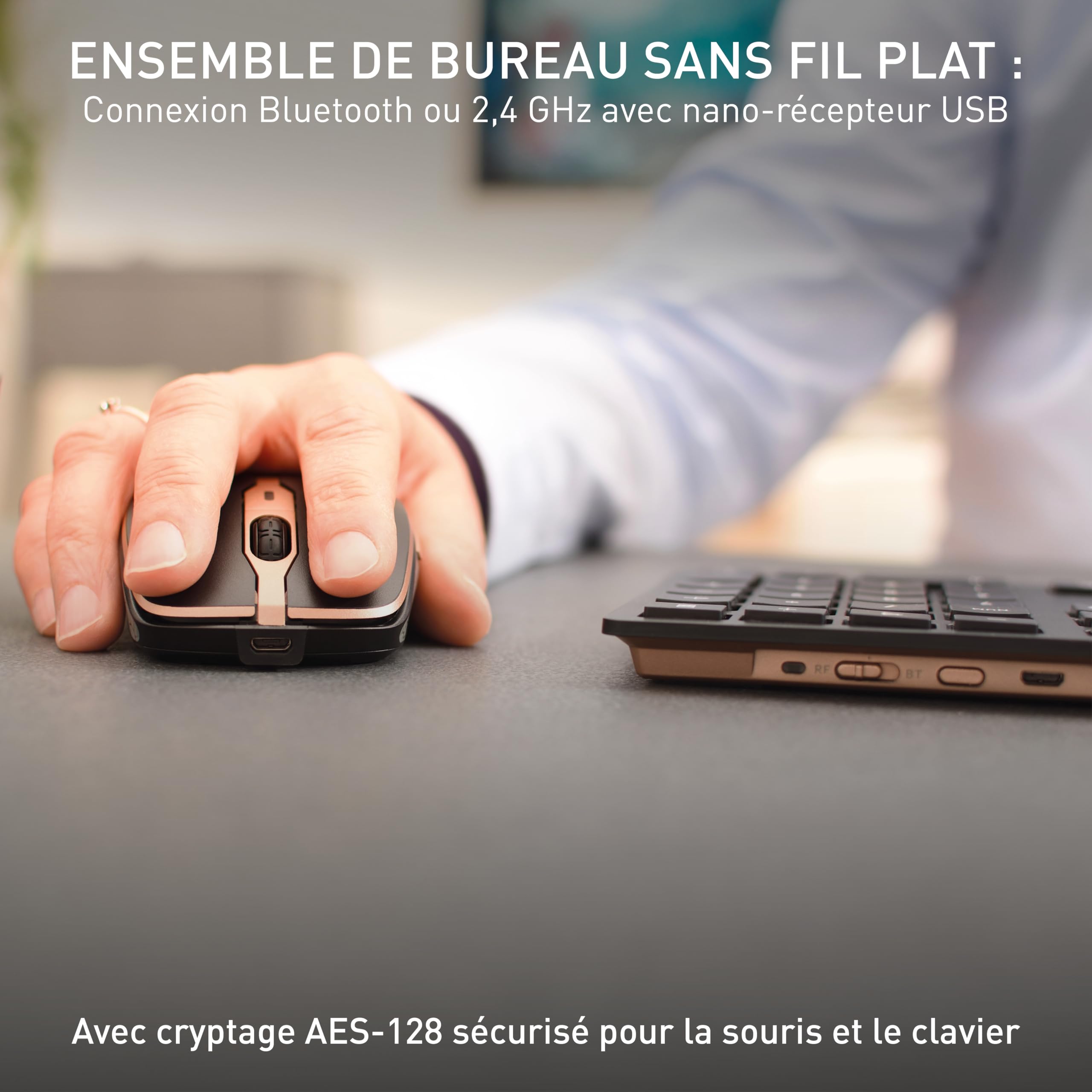 Clavier Souris Sans Fil CHERRY STREAM - Rechargeable USB-C - Layout QWERTZ - Bureau Silencieux