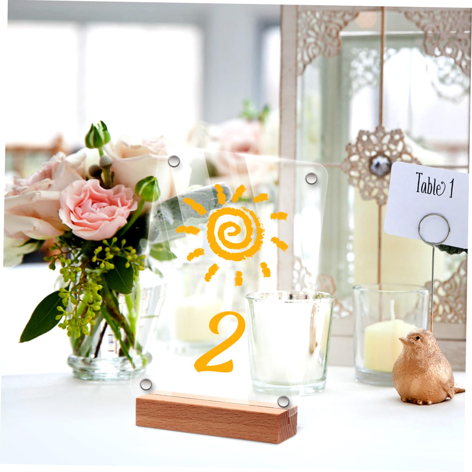 ULTECHNOVO Porte-Cartes Supports de Numéro de Table Lot de 20 Surface Lisse en Bois Naturel Bords Vifs pour Maison et Fêtes