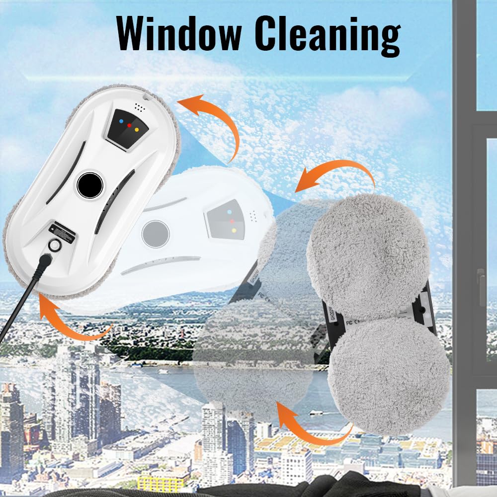 Fensterputzroboter, 5600 Pa Fensterputzer Elektrischer Roboter mit Fernbedienung, Fensterroboter für Innen- & Außenfenster, 8 Lappen