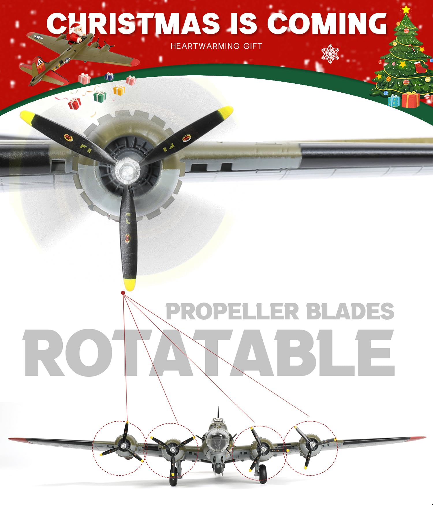 NUOTIE 1/72 Scale B-17 Fortress Bomber (Light Gray Painting) Pre