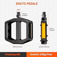 Pedale plate pentru bicicletă HENMI cu reflector, StVZO, rulment capsulat, 9/16 inchi - negru 6