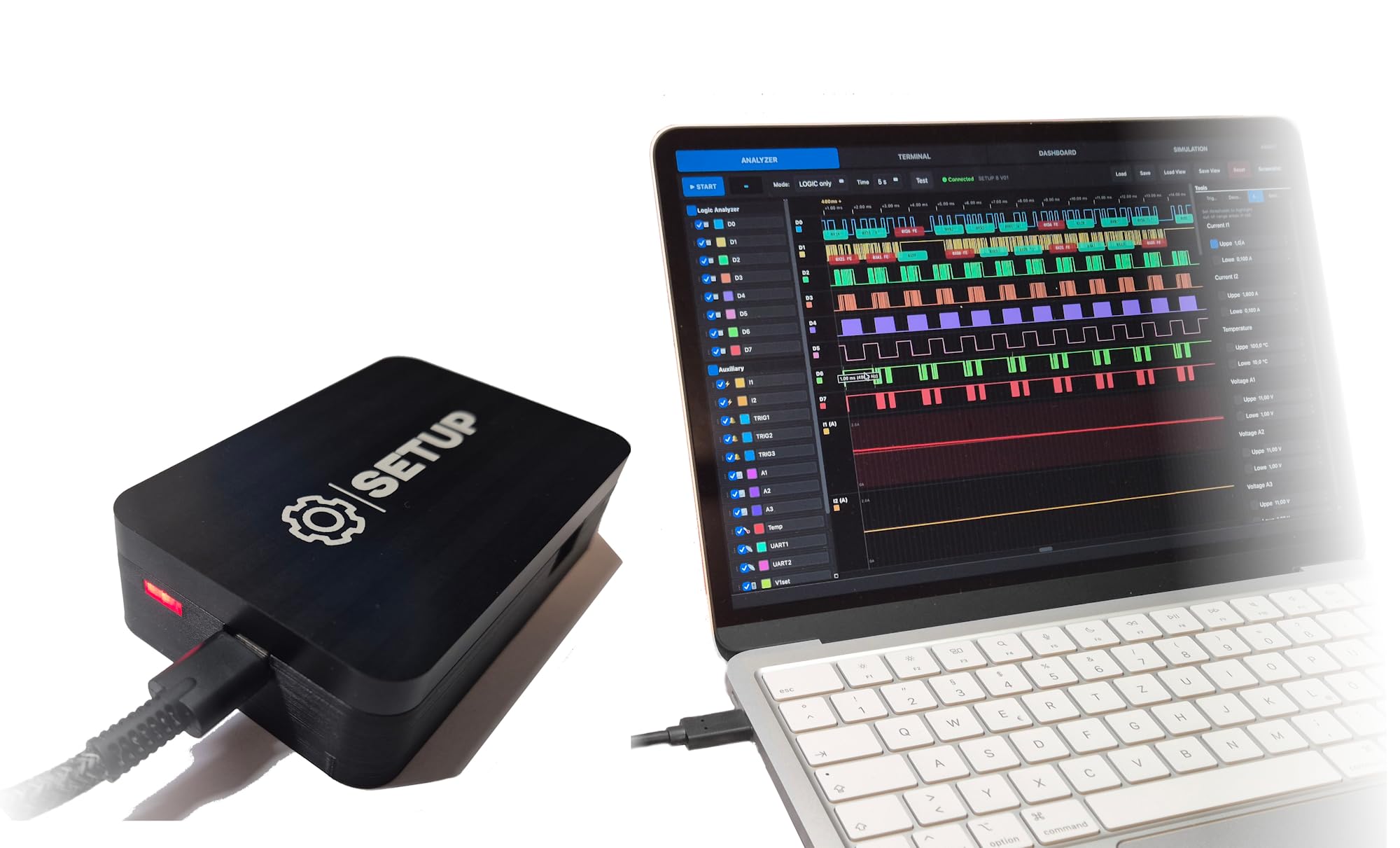 SETUP 8 Logic Analyzer 8-Kanal + Analoge Kanäle + UART Logger | Analog Kanäle, Zusatzfunktionen