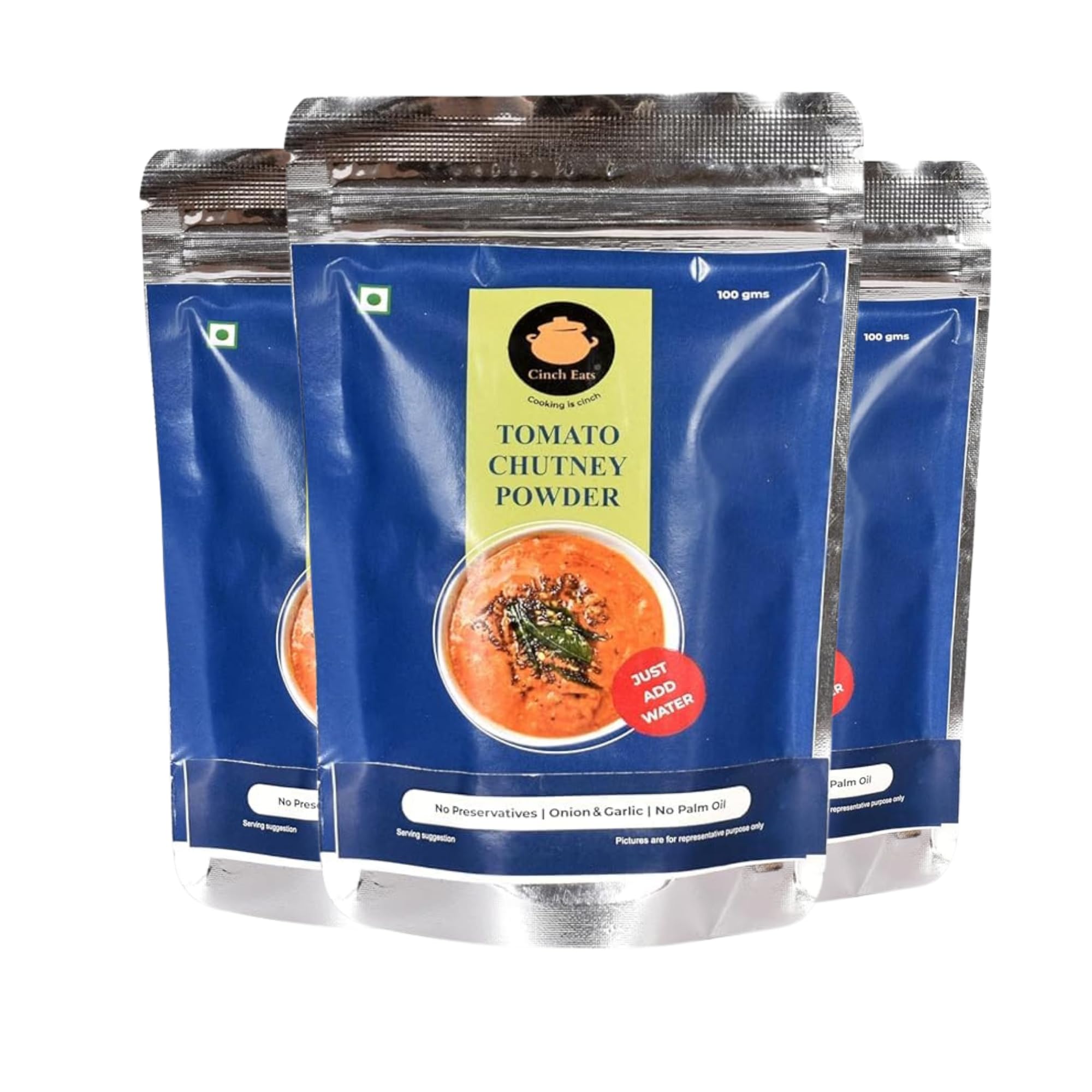 Cinch Eats (Since 1996) Instant Tomato Chutney Powder 300g, Just Add Water Easy to Make Under 10 Sec Ready to Eat Tasty Fresh Tomato Chutney No Artificial Colors Flavours & No Palm Oil (3 x 100g) (B0CQ3TLMT2) Amazon Price History, Amazon Price Tracker