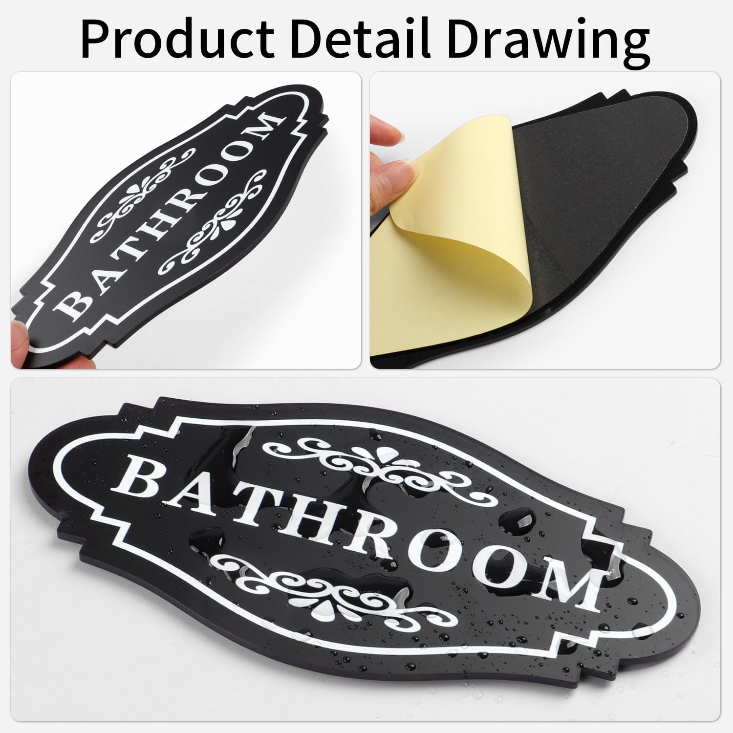 FXRN Bathroom Sign Sticker for Business and Home,Self-adhesive Cute Bathroom Decor for Door,unisex bathroom sign or Restroom Sign for door, 4 x 8 inch-Easy Installation Without Any Tools.（Bathroom) image 5