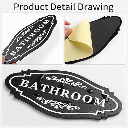 Miniatura 13 de FXRN Letrero de baño, letreros de baño para negocios, letrero de baño para el hogar, letrero de baño unisex o letreros de baño para puerta, 4 x 8