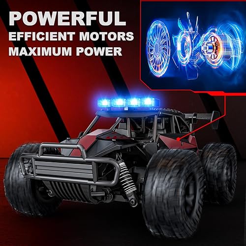 Miniatura 5 de Auto a control remoto, 20.5 mih de alta velocidad a escala 112 todoterreno con luces LED, autos RC de 2.4 GHz con batería recargable, regalo ideal