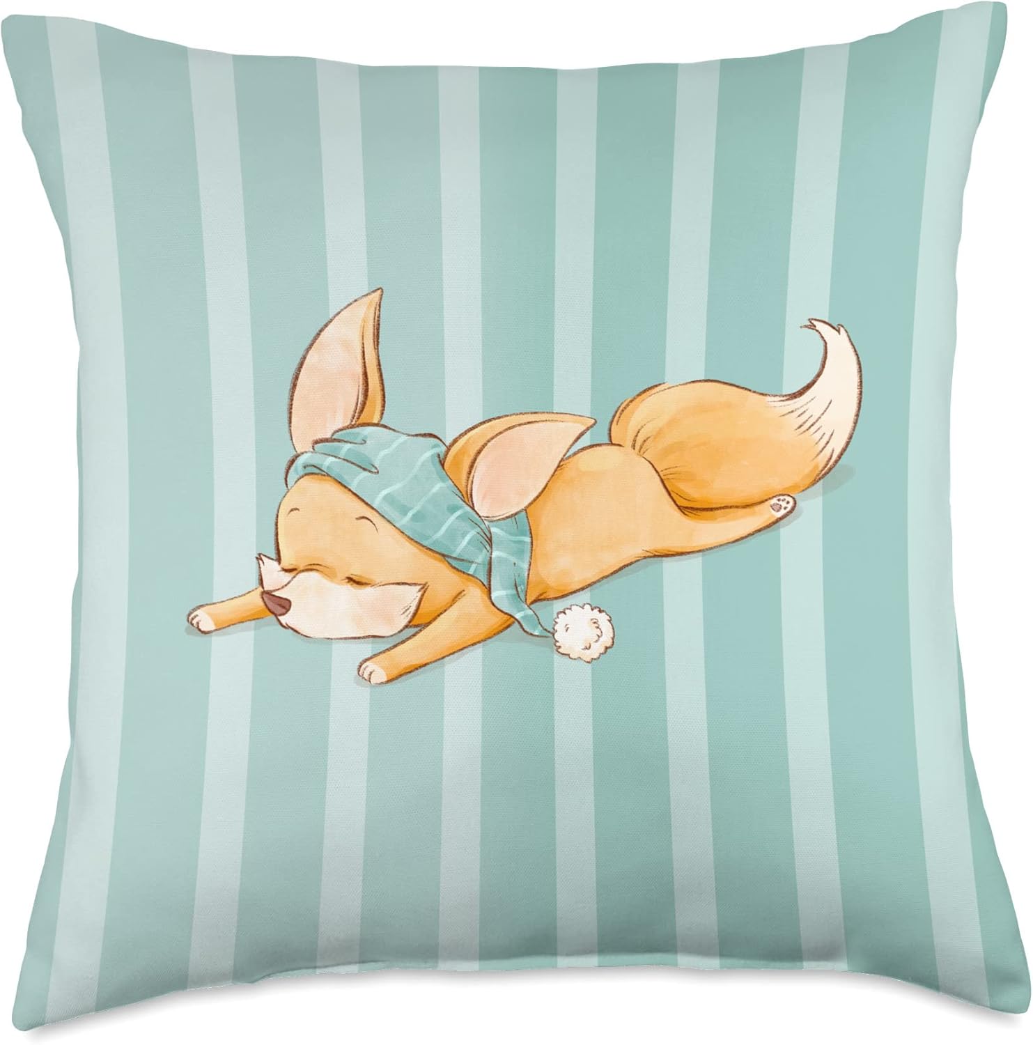 Cute Sleeping Fox Throw Pillow, 18x18 