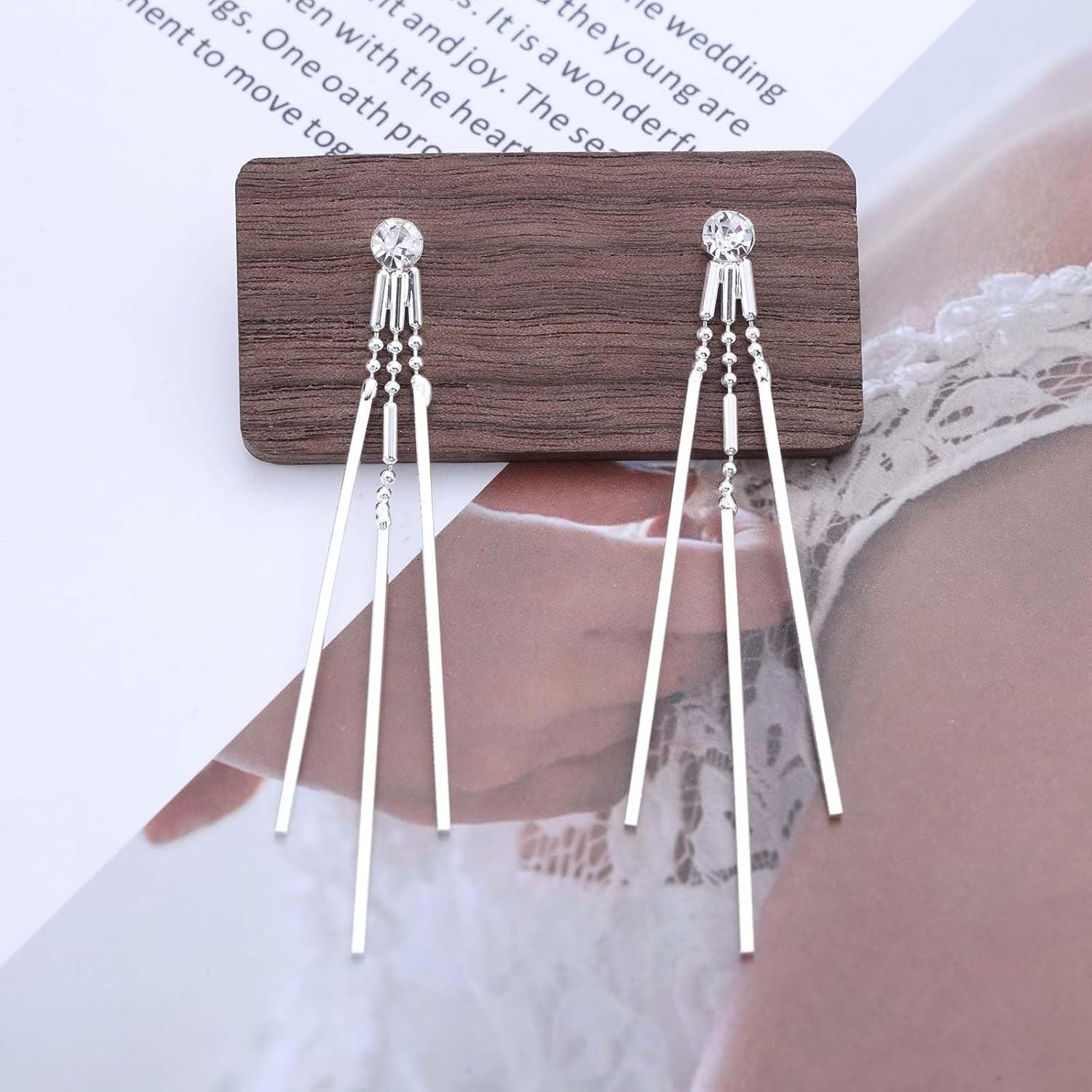 Boho Long Bar Drop Earrings Gold Metal Bar Dangle Earrings Vertical Bar Line Earrings Crystal Stud Earrings Minimalist Vertical Long Bar Earrings Jewelry for Women - Image 4