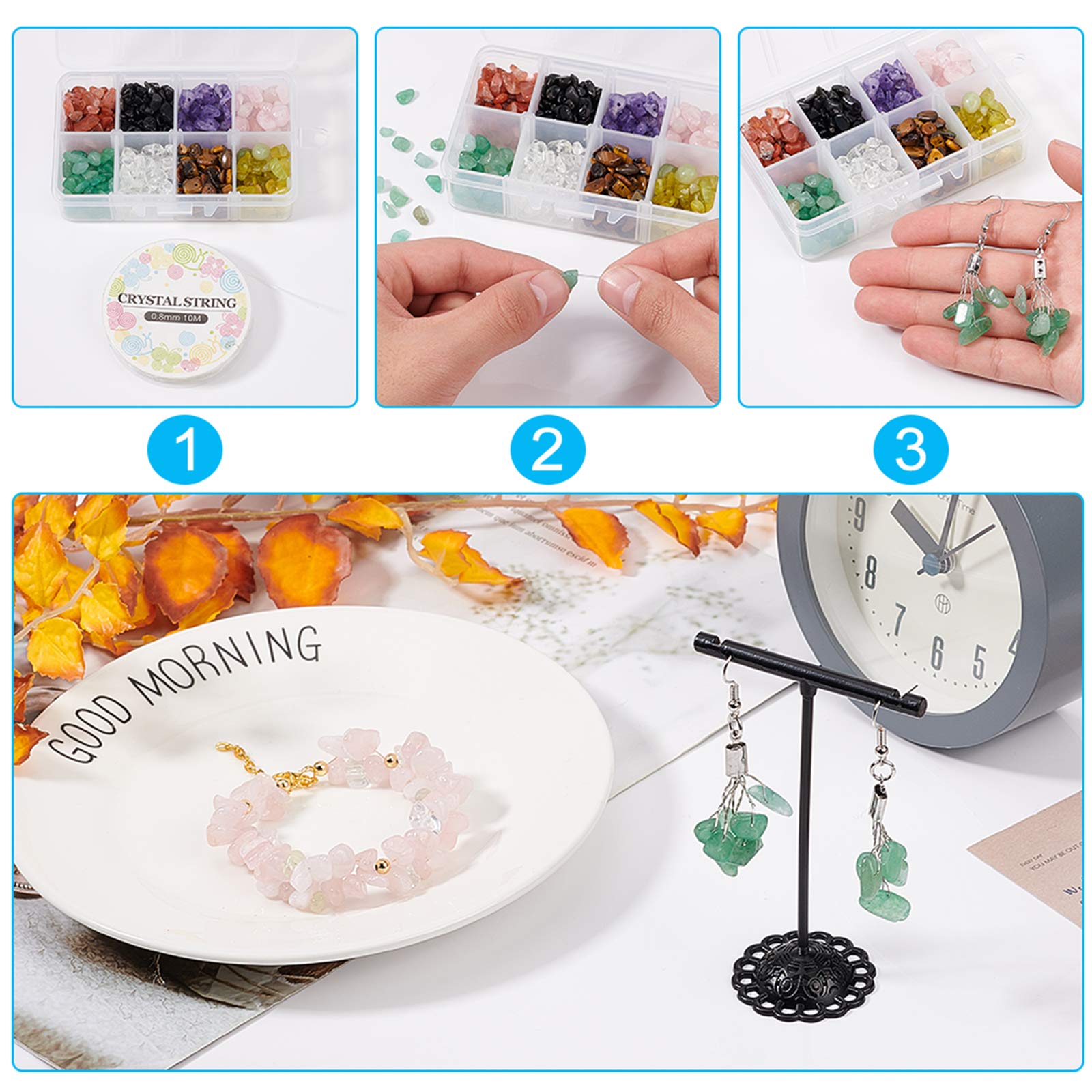 NBEADS 1 Scatola Di 8 Perline In Pietre Preziose Naturali – Pepite Irregolari 5-8 Mm – Per Creazione Gioielli, Bracciali, Collane – Cristalli Energetici