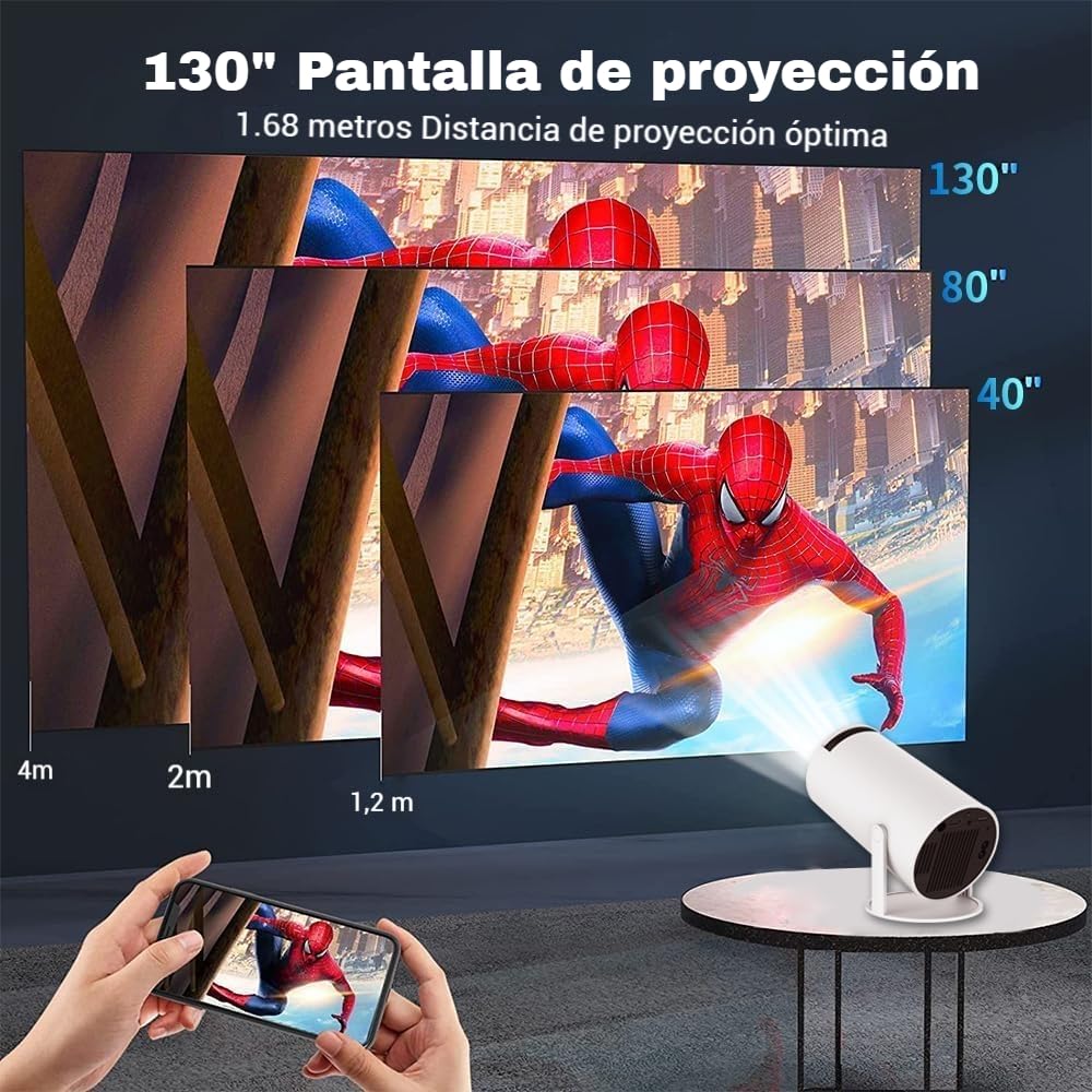 Upgraded 2026 Proyector Portátil, TEKXDD Mini Proyector 4K 250ANSI 8000L | WiFi 6 Bluetooth 5.4 | Android 13 | 180° Rotable, Projector Portable 4K Auto Keystone + Full HD, Built-in Application
