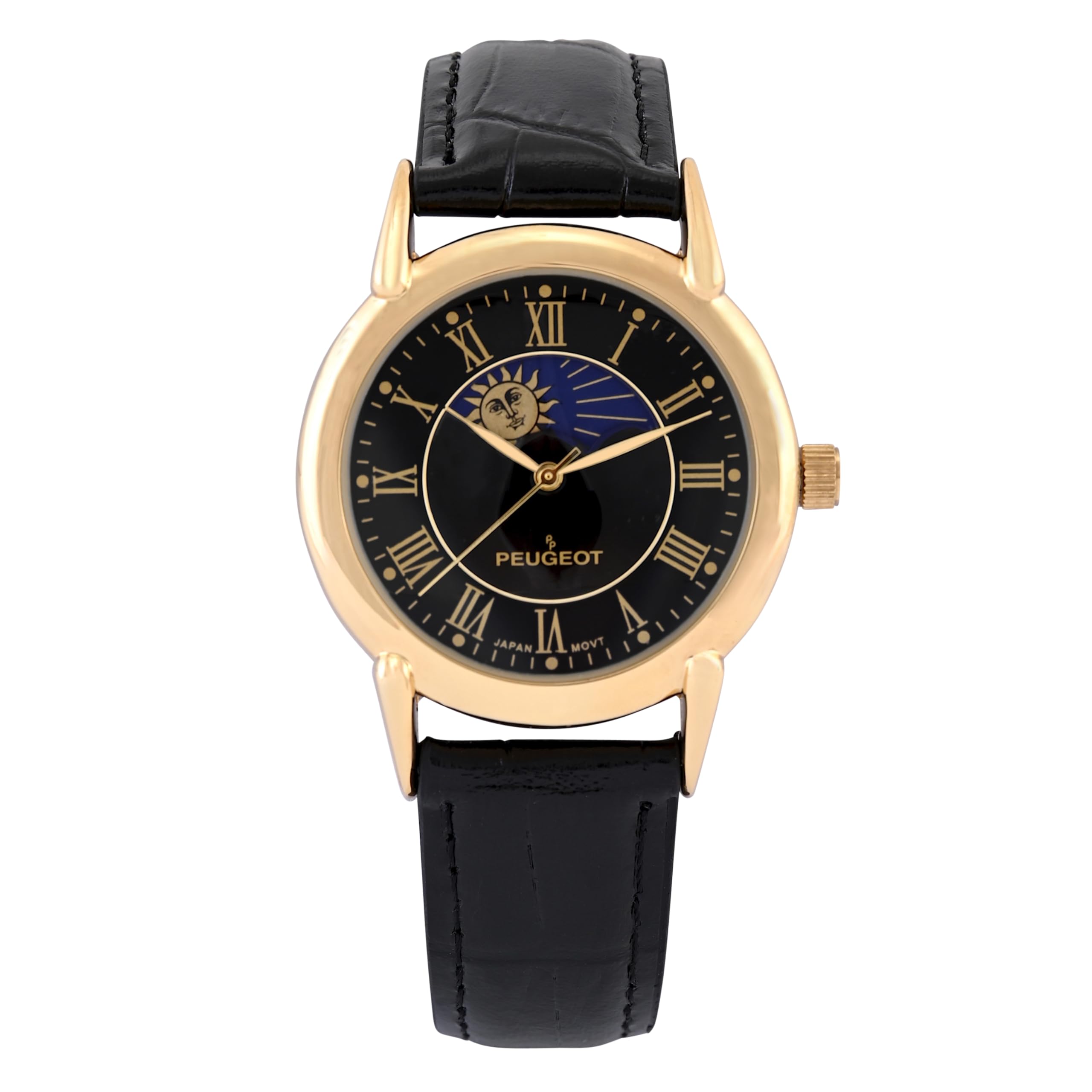 Men's 14k Gold Plated Vintage Leather Dress Watch