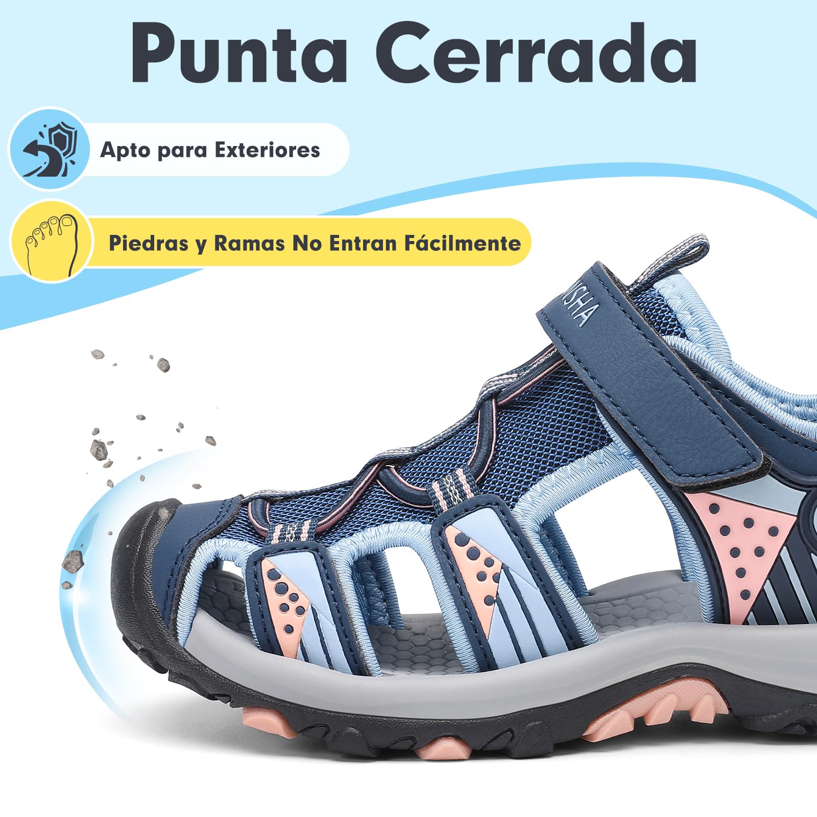 Mishansha Sandalias Deportivas niños Verano Zapatos al Aire Libre Transpirable Punta Cerradas 24-39 EU