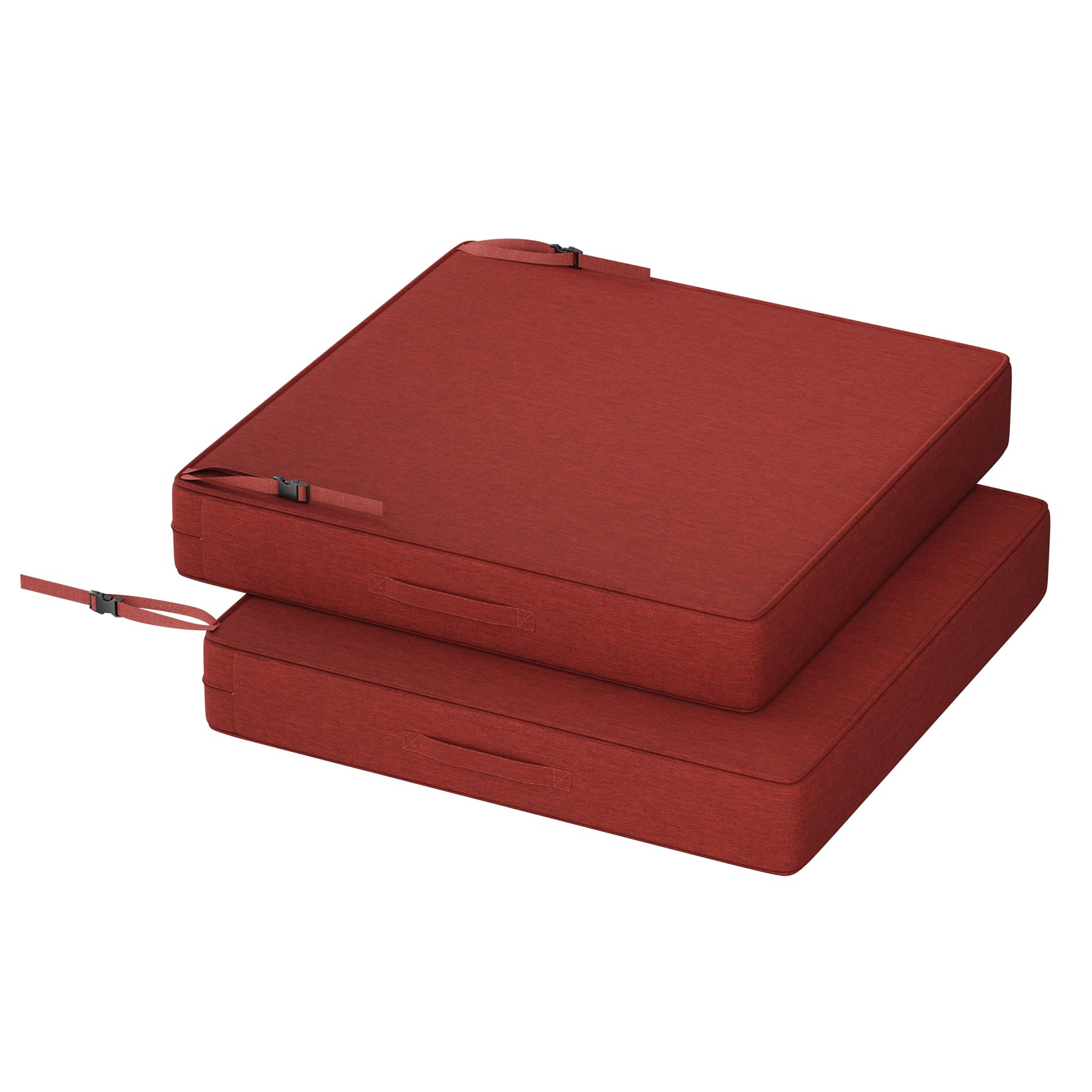 RACE LEAF Red Outdoor Chair Cushions 19x19x3 Inch 2-Piece, Vibrant Waterproof Patio Cushions with High-Resilience Foam, Easy-Grip Handles & Secure