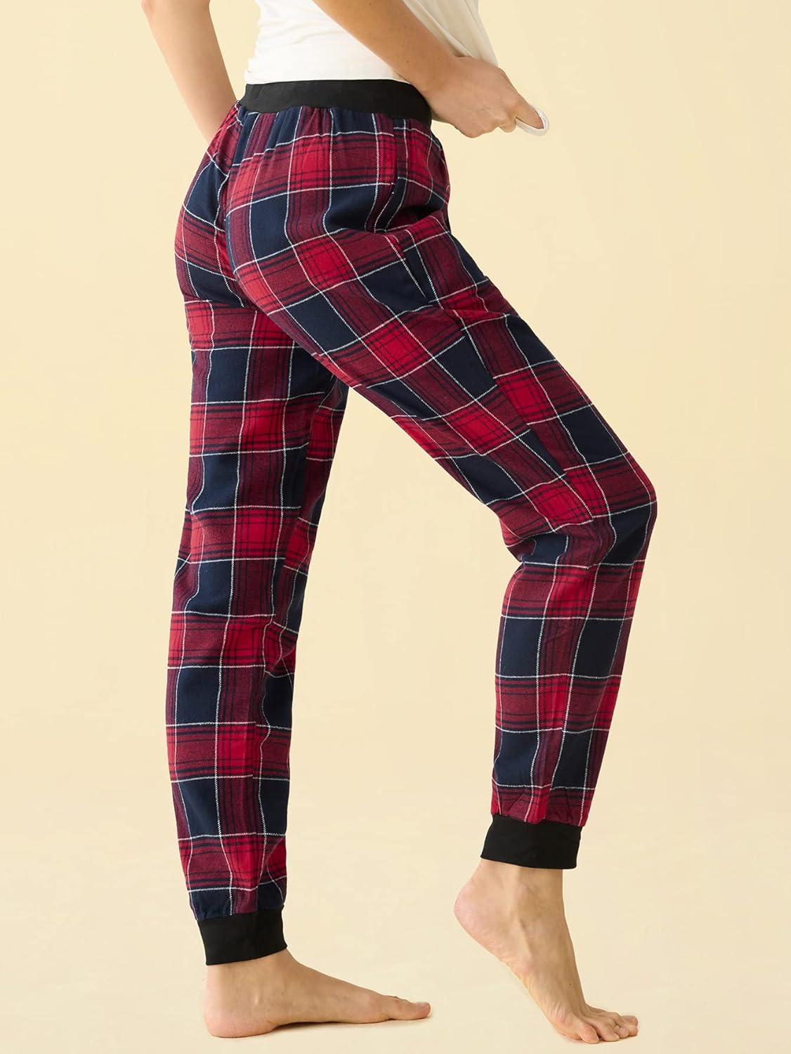 Latuza Women's Cotton Flannel Plaid Pajama Jogger Pants - Image 3