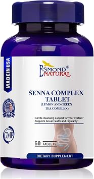 8 Pack Esmond Natural Senna Complex Tablet - Lemon & Green Tea Bowel Health, Cleansing & Regularity, GMP, Natural Product Assn Certified, Made in USA - 709.25mg, 480 Tablets