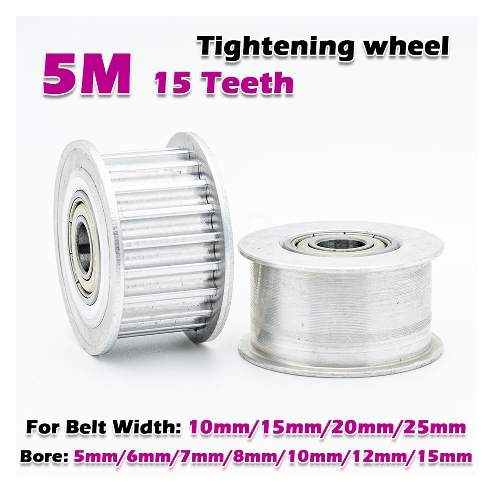 Polea de distribución HTD 5M 15º tensor polea de orificio 3~15mm sincronización engranaje de ralentí ancho 11~27mm transmisión 15T rueda de sujeción HTD5M 15T CNC (5 mm, 5 unidades, 11 mm con teeth)