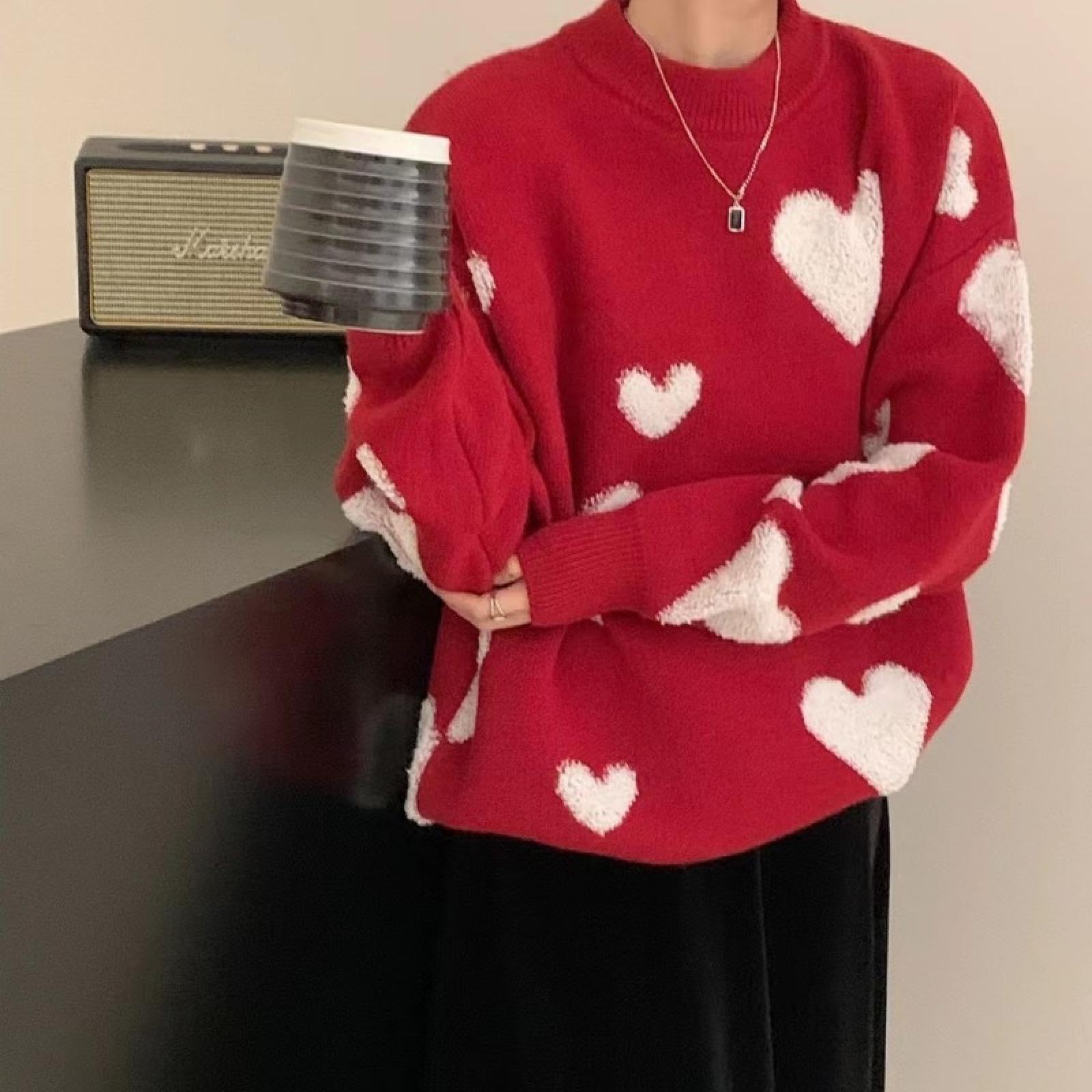 Moherowy sweter z dzianiny z rękawami nietoperza, damski sweter z cienkiej dzianiny, sweter z wełny merynosów z sercem styl sztokholmski wiosenny strój podróżny damskie czyste ubrania dziewczęce