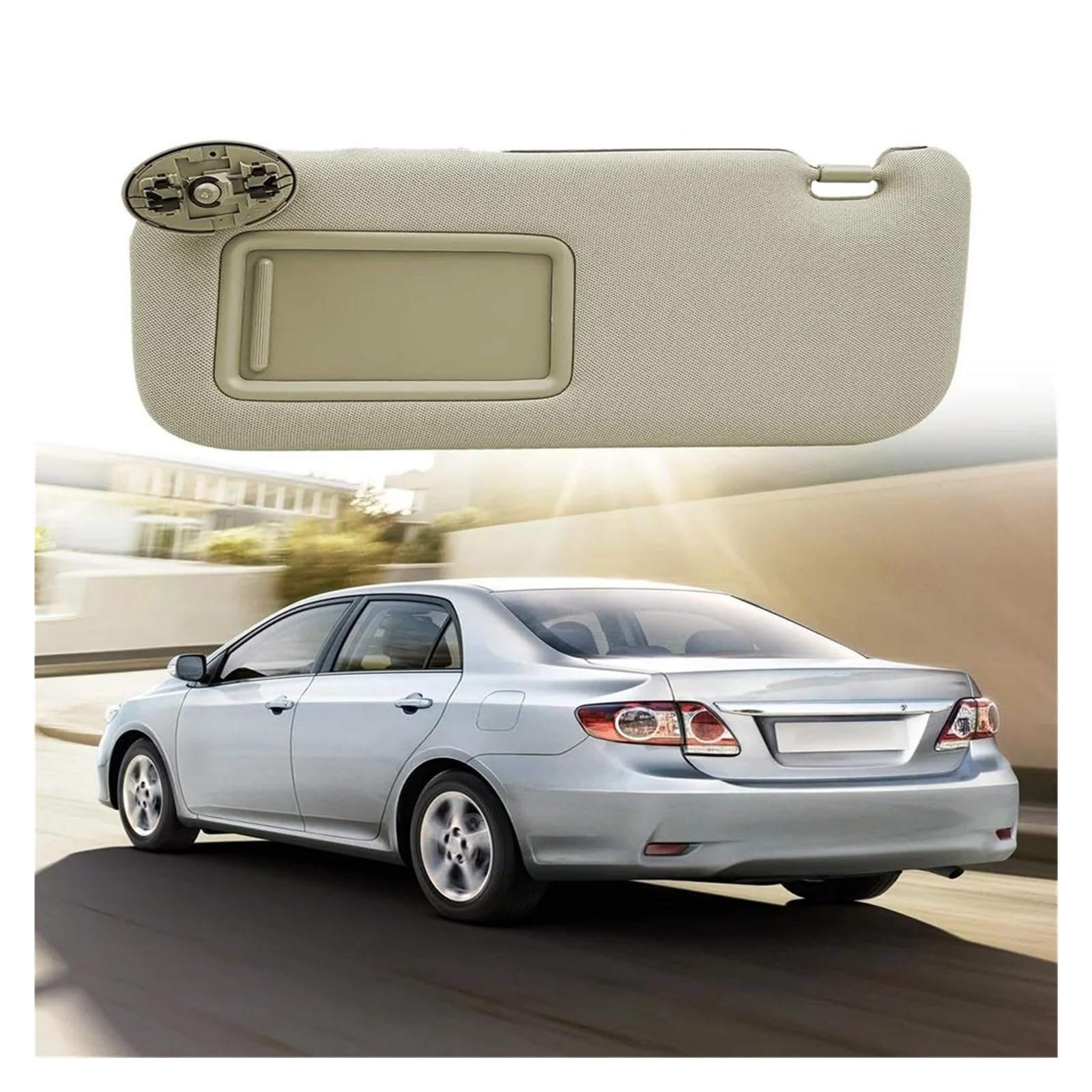Pare-Soleil Intérieur Pour Toyota Auris Et Corolla 2007-2013 Avec Miroir - Gris Beige, Côté Conducteur Ou Passager