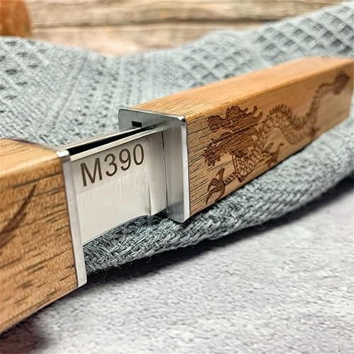 Miniatura 2 de M390 DragonPhoenixs - Cuchillo táctico pequeño, 2 en 1, de acero inoxidable, para acampar al aire libre, portátil, 2 unidades (madera)