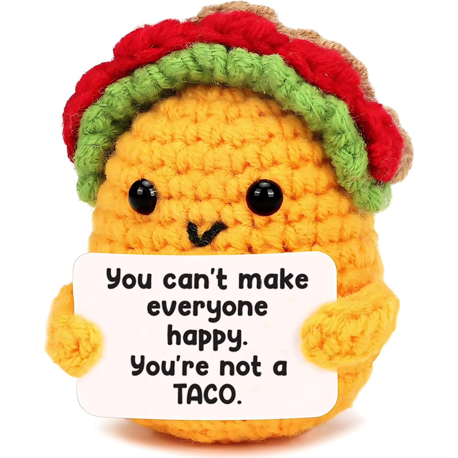Inspirational Gifts Positive Crochet Taco - Funny Uplifting Friendship Gift for Women Men Friend Christmas Birthday - Support Office Desk Decor