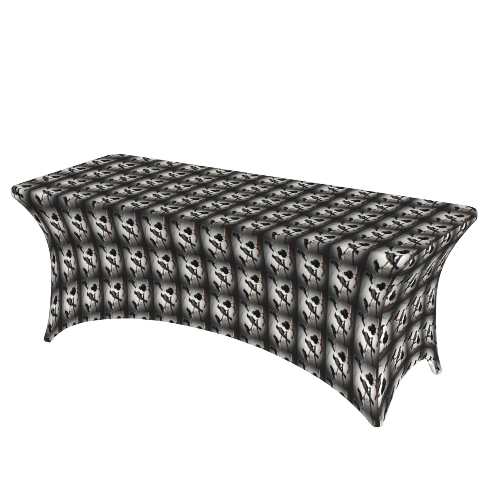 AYYQWE Black Crow Birds On A Branch Print Elastic Rectangular Tablecloth For Banquet Outdoor Picnics Office Table Cover