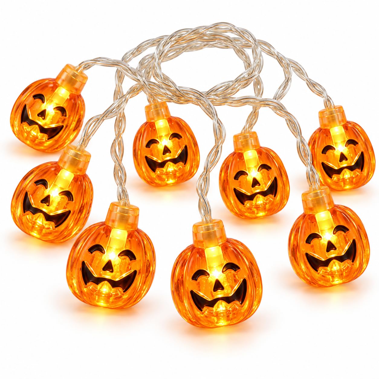 Kraft & Co BrightGlow Halloween Pumpkin String Lights – Battery Operated LED Lights – Festive Mini Pumpkin Design – Perfect for Indoor and Outdoor Halloween Decorations – Warm Glow