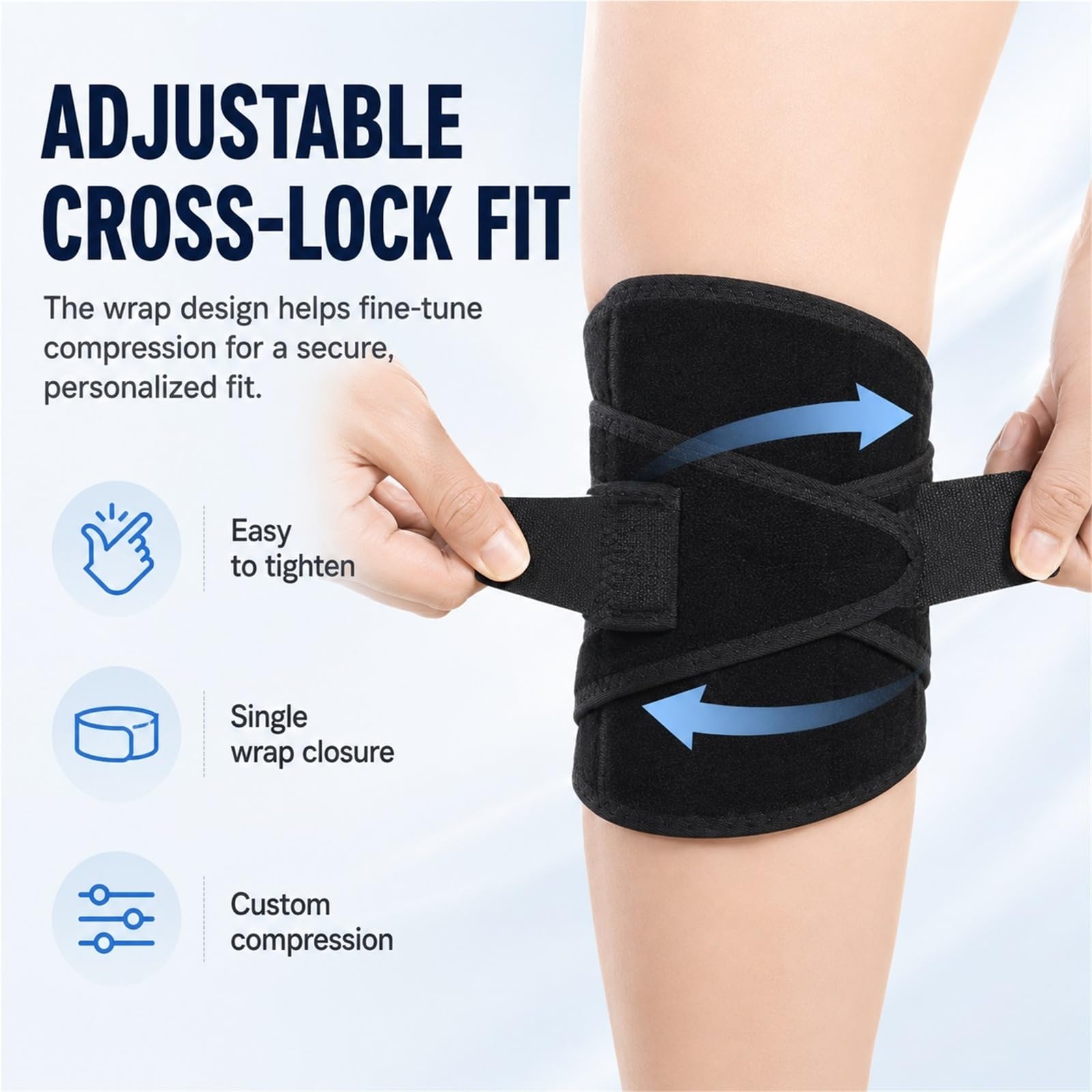 Rodillera Universal Estabilizadora para Alivio de Dolor de Rótula y Osteoartritis Soporte Ajustable para Esguinces Leves con Correas de Compresión Talla Única