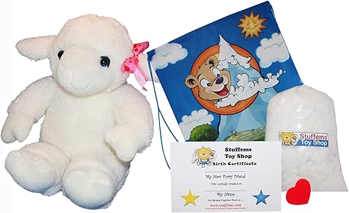Haz tu propio animal de peluche de 16 pulgadas "Lambert The Lamb, sin coser, kit con bonita mochila! disponible en Yaxa Guatemala
