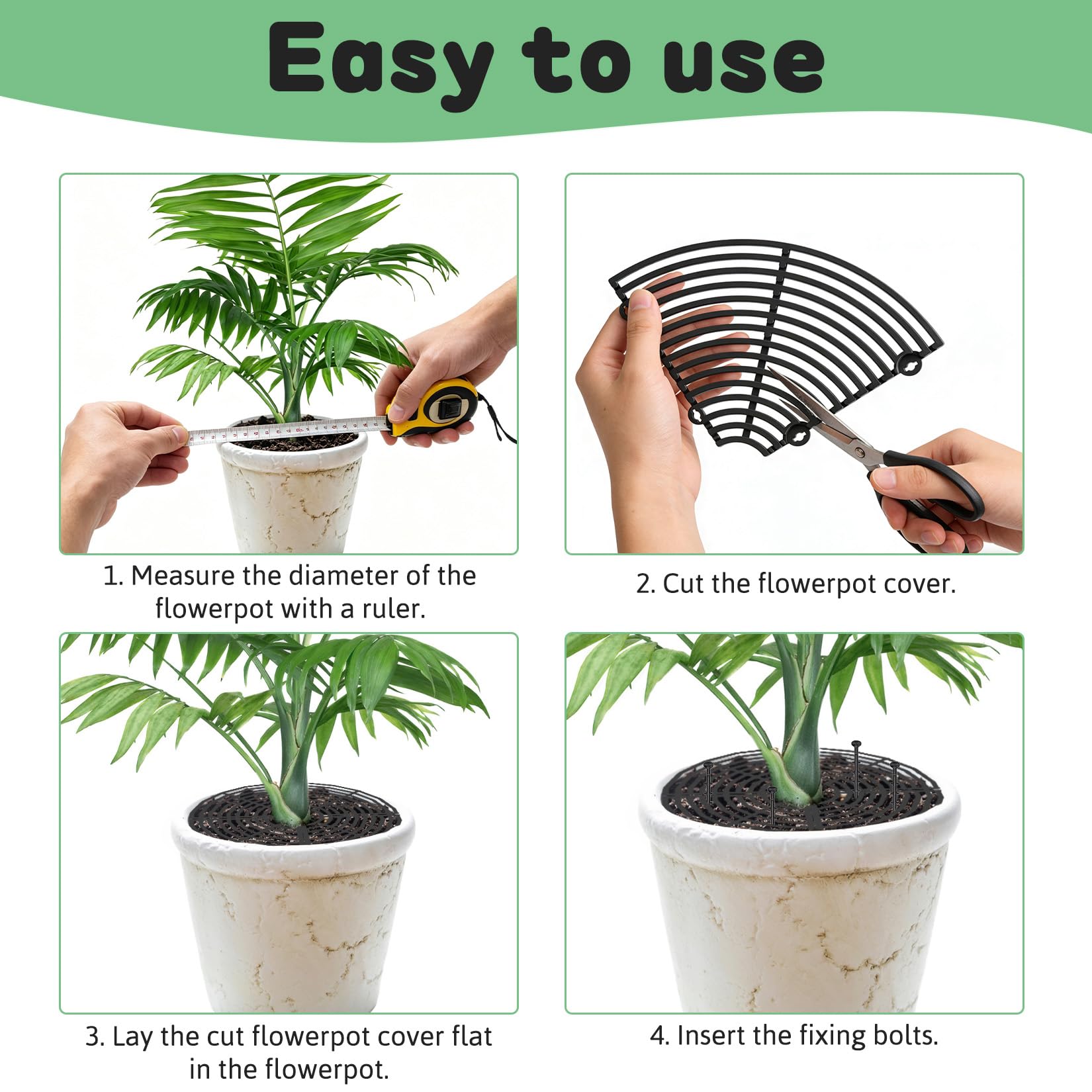 Lot de 2 grilles de protection pour pot de fleurs, 50 cm, protection des plantes, chat, respectueuses de l'environnement, non toxiques