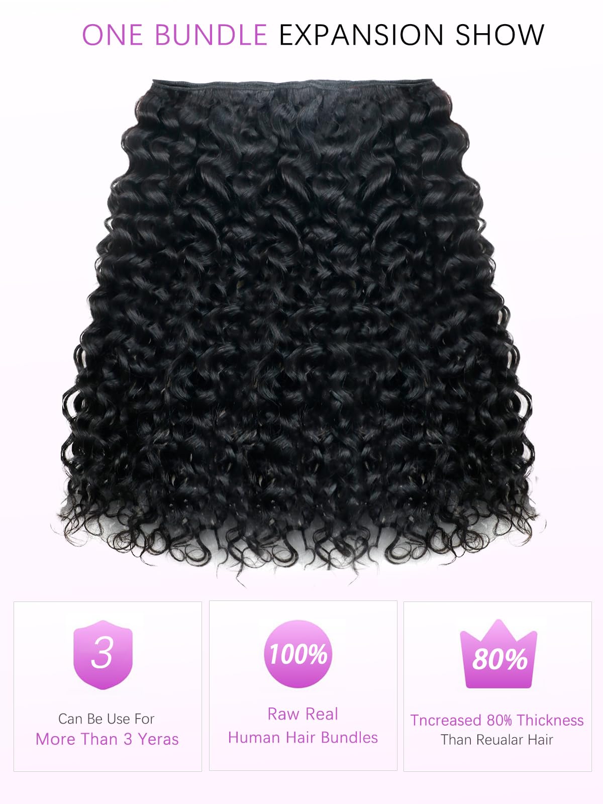Amazon.com : PHIPORNACI 15A Raw Curly Bundles Human Hair,3  display picture 1