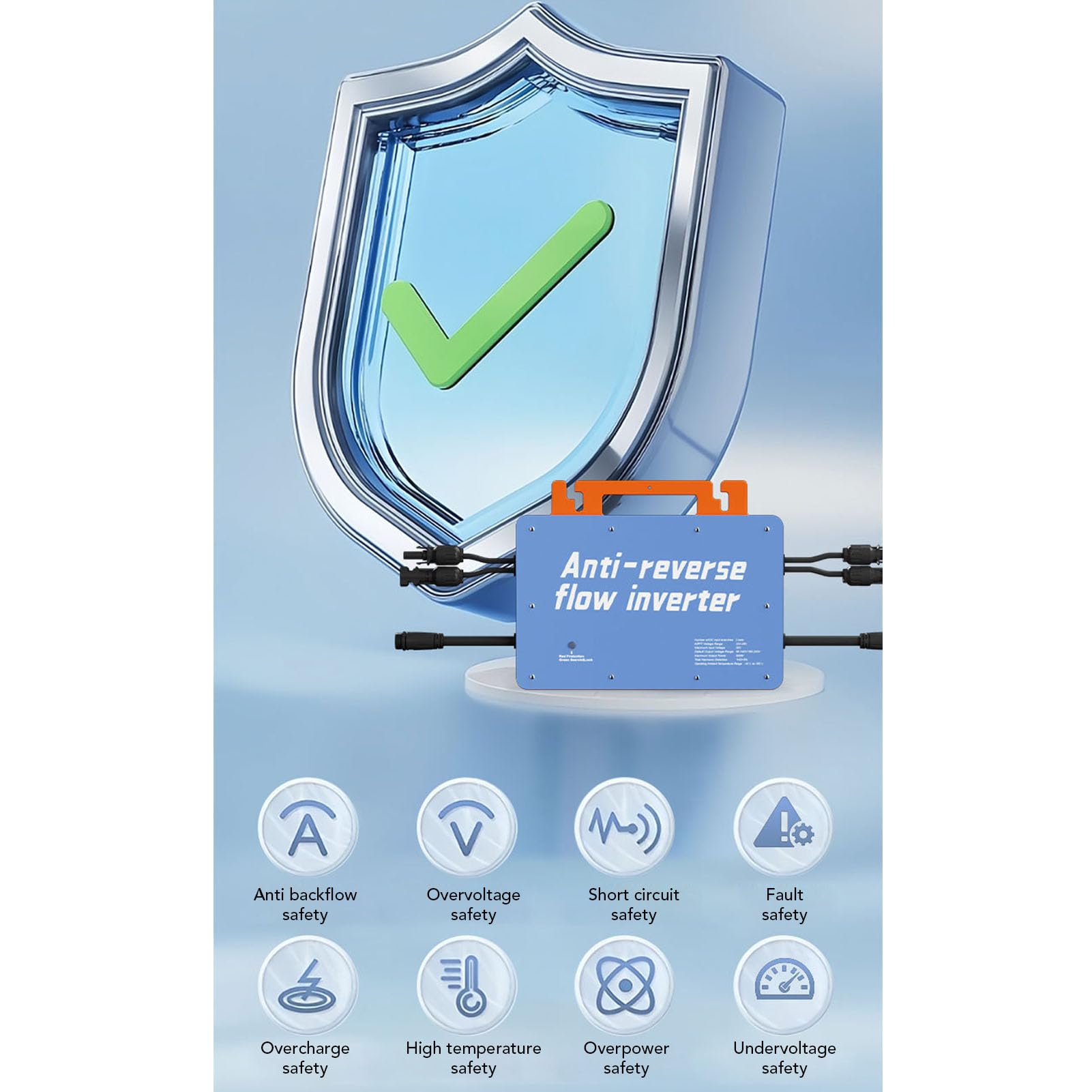 Fockety Micro -Wechselrichter mit Solargitter, IP67 Wasserdicht 800 W MPPT Pure Waving Sinus -Gitterkrawatte mit App -Steuerung, Einphase -Solarenergie -Wechselrichter für Parallel