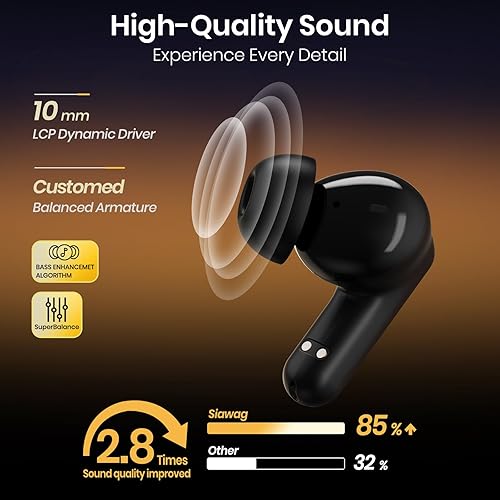 Miniatura 4 de Auriculares inalámbricos 5.4 Bluetooth 100H Auriculares Bluetooth Auriculares con cancelación activa de ruido, auriculares intrauditivos con 4